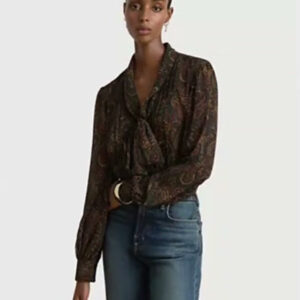 lauren ralph lauren — women's paisley tie neck blouse