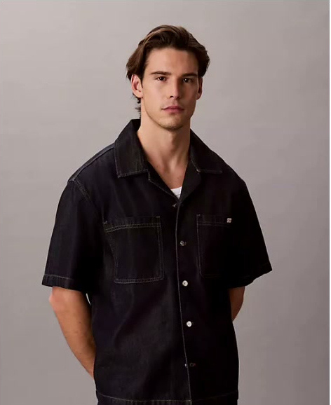 denim camp button down shirt