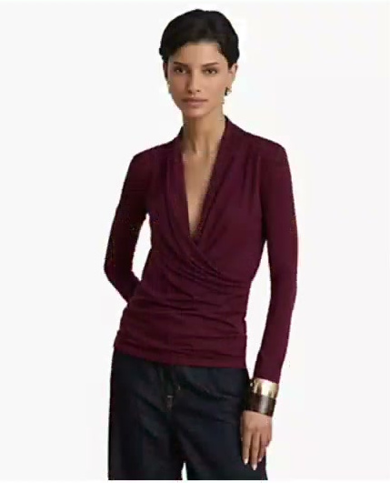 lauren ralph lauren — women's long sleeve surplice blouse lauren ralph lauren — women's long sleeve surplice blouse