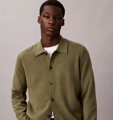 tech knit button down polo sweater