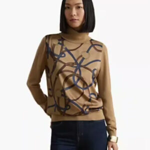 lauren ralph lauren — women's belting print turtleneck sweater