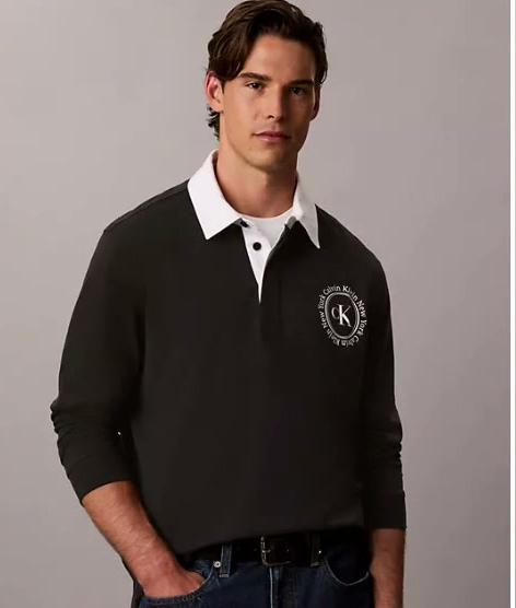 contrast collar rugby polo shirt