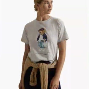 polo ralph lauren — women's bear print crew neck t shirt