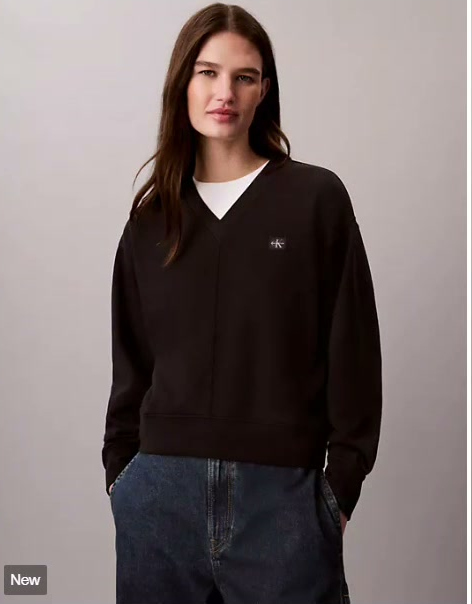 woven monologo french terry relaxed sweatshirt