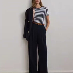 lauren ralph lauren — women's double faced georgette wide leg pants