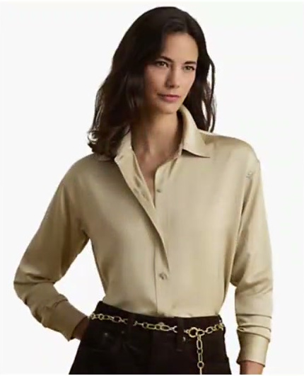lauren ralph lauren — women's relaxed fit satin charmeuse shirt lauren ralph lauren — women's relaxed fit satin charmeuse shirt