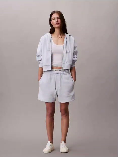 logo tape fleece shorts