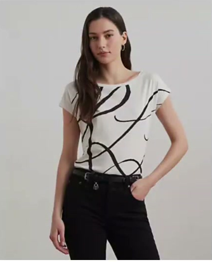 lauren ralph lauren — women's logo print short sleeve top lauren ralph lauren — women's logo print short sleeve top