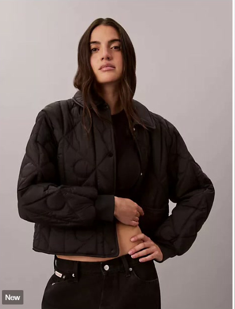 emblem logo nylon quilted liner jacket
