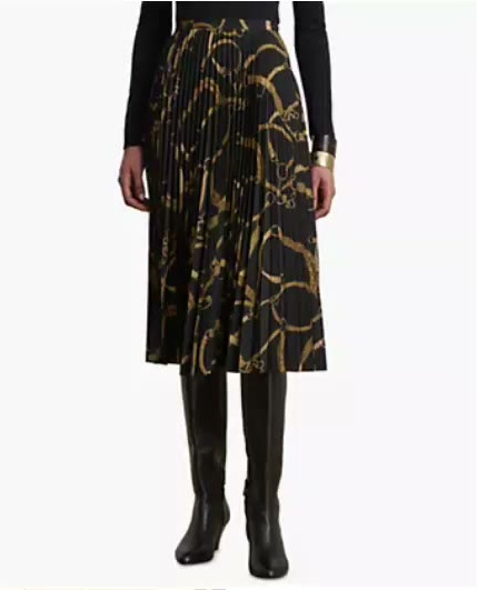 lauren ralph lauren — women's belting print pleated skirt lauren ralph lauren — women's belting print pleated skirt