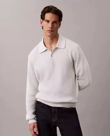 cotton relaxed polo sweater
