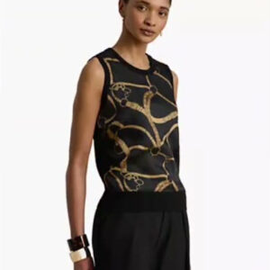 lauren ralph lauren — women's belting print sleeveless sweater