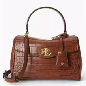 lauren ralph lauren — farrah embossed small soft satchel handbag