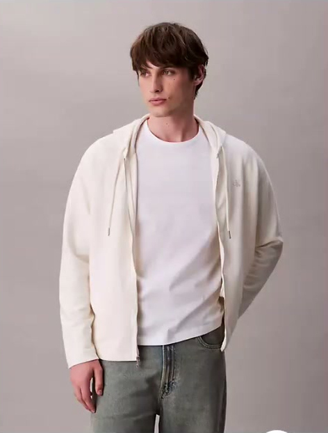 cotton blend boucle relaxed hoodie