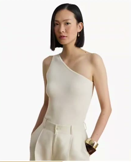 lauren ralph lauren — women's rib knit one shoulder sweater lauren ralph lauren — women's rib knit one shoulder sweater