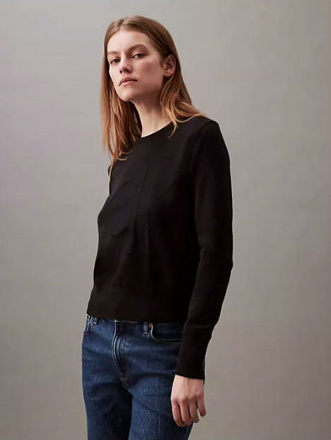 smooth cotton relaxed monogram sweater