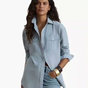 lauren ralph lauren — women's chambray button up long sleeve shirt