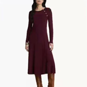 women's rib knit midi crewneck dress