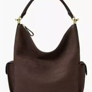 lauren ralph lauren — blaike suede croc embossed medium hobo handbag