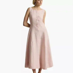 polo ralph lauren — women's striped fit and flare linen midi dress