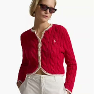 polo ralph lauren — women's crewneck buttoned placket cropped cardigan