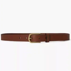women's rounded buckle leather skinny belt