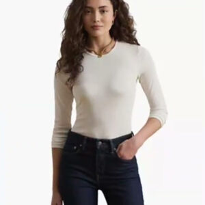 lauren ralph lauren — cotton blend long sleeve top