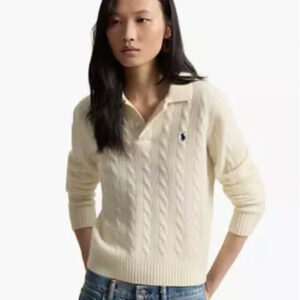 polo ralph lauren — women's cable knit long sleeve wool cashmere sweater