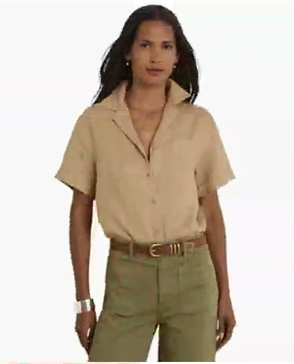 lauren ralph lauren — women's linen short sleeve camp shirt lauren ralph lauren — women's linen short sleeve camp shirt