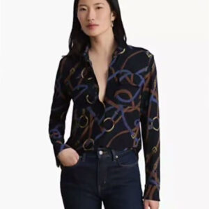 lauren ralph lauren — women's belting print stretch jersey shirt