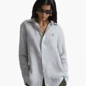 polo ralph lauren — women's classic fit striped linen shirt