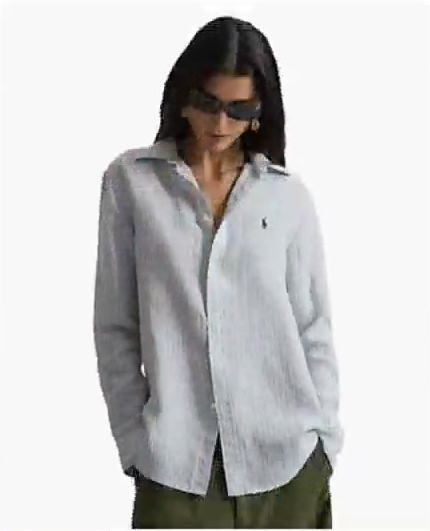 polo ralph lauren — women's classic fit striped linen shirt polo ralph lauren — women's classic fit striped linen shirt