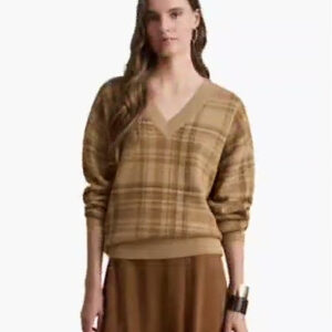 lauren ralph lauren — women's plaid v neck sweater