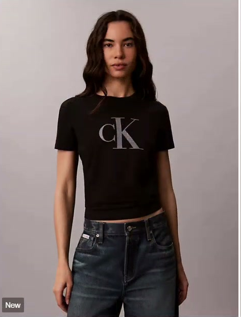slim glitter monogram logo tee