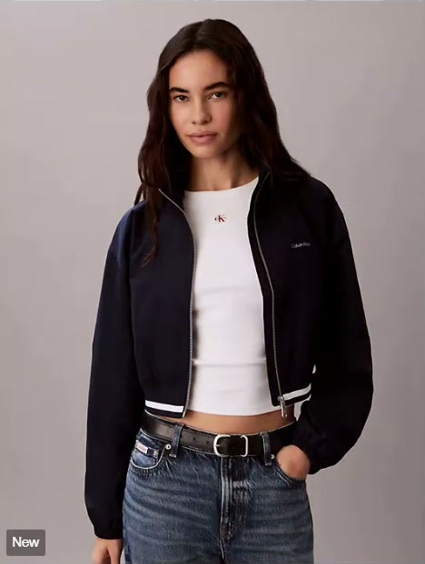 woven cropped relaxed track jacket
