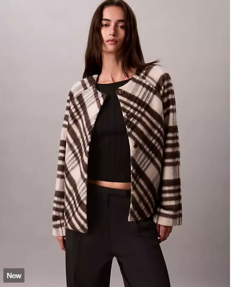 mohair plaid cardigan jacket