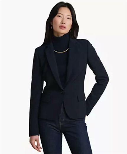new! women's city crepe slim fit single button stretch blazer new! women's city crepe slim fit single button stretch blazer