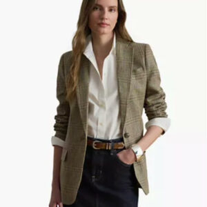 women's glen plaid padded blazer