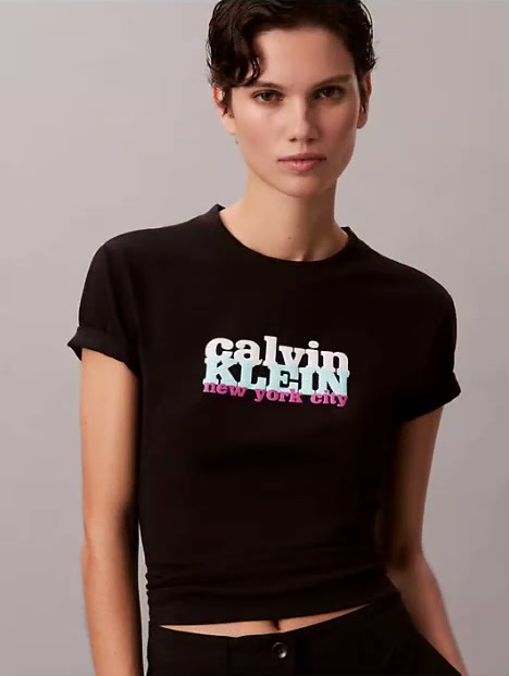 contrast logo graphic slim t shirt