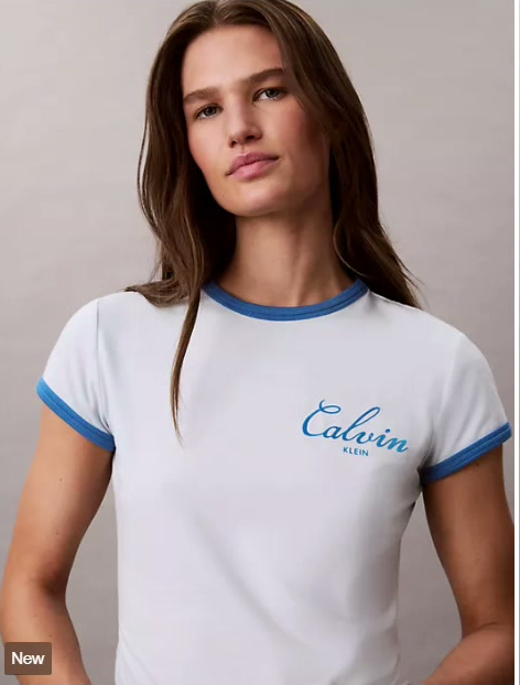 slim varsity logo ringer tee