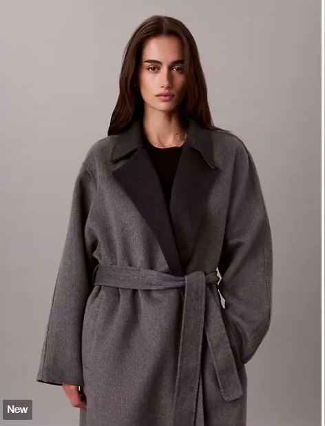 melange wool blend wrap coat