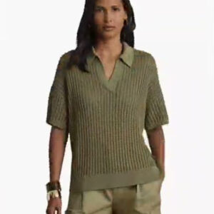 | auren ralph lauren petite mesh short sleeve sweater