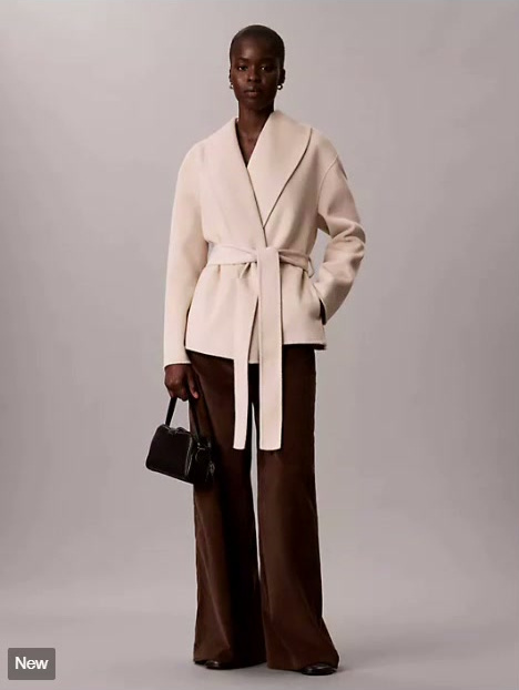 shawl wool blend hip coat