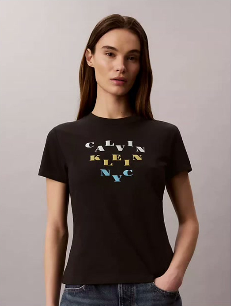 slim tiered logo graphic tee