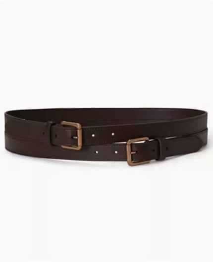 women's leather double buckle stacked wide belt women's leather double buckle stacked wide belt