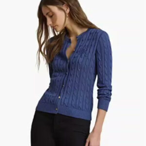 lauren ralph lauren — women's crewneck buttoned placket cardigan sweater