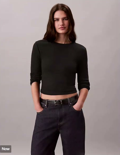 pointelle knit slim tee