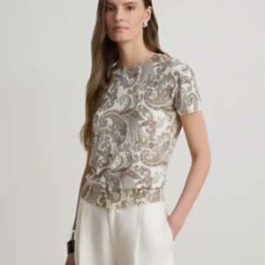 lauren ralph lauren — women's paisley short sleeve sweater