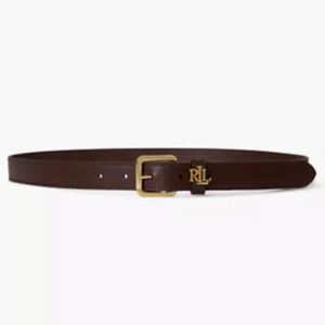 women's logo keeper leather skinny belt