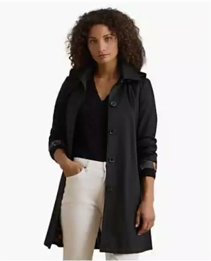 lauren ralph lauren — women's hooded water resistant a line raincoat, created for macy's lauren ralph lauren — women's hooded water resistant a line raincoat, created for macy's